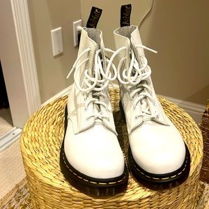 Dr. Martens off white boots.